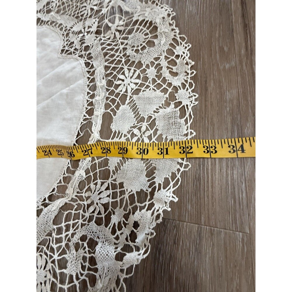 Italian Burano needle lace round 32” detailed doily (#2) - Picture 10 of 11